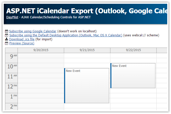 asp.net icalendar export outlook google calendar mac os x