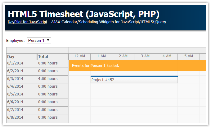 html5 timesheet javascript php