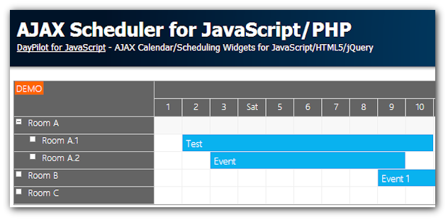 scheduler javascript php html5
