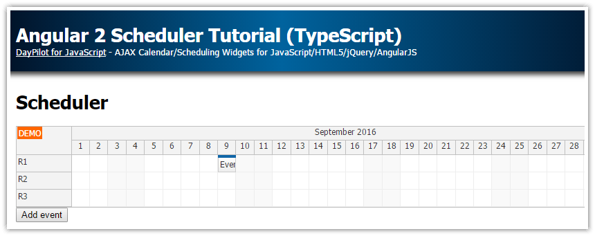 angular 2 scheduler tutorial typescript