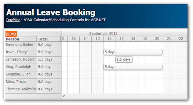 annual leave booking asp.net