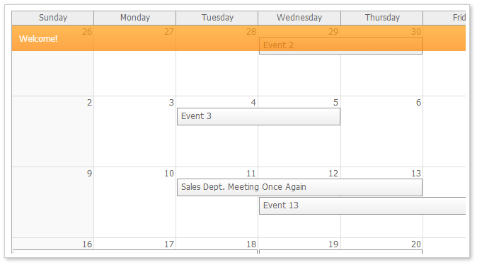 monthly event calendar for asp.net mvc