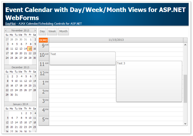 event calendar asp.net day week month