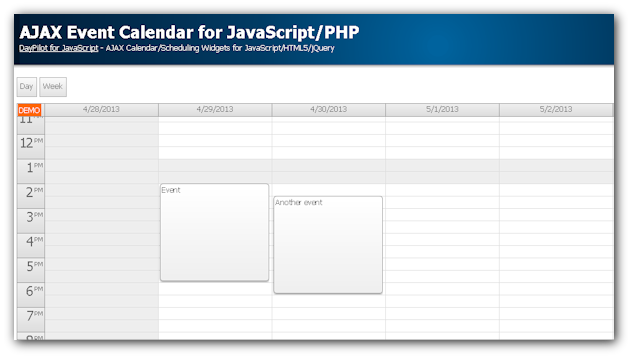 javascript event calendar php