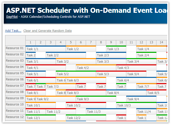 asp.net scheduler with on demand loading