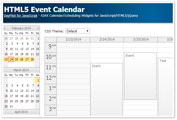 html5 event calendar