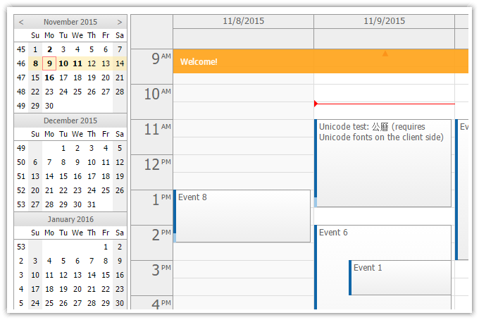 asp.net webforms event calendar navigator