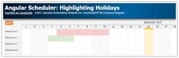 Tutorial: Angular Scheduler - Highlighting Holidays