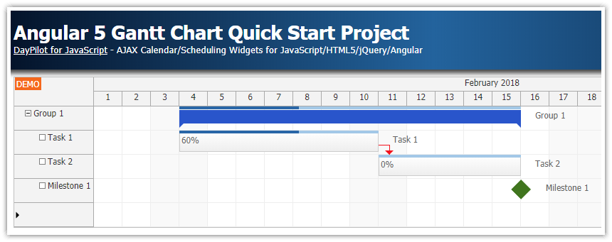 angular 5 gantt chart quick start project