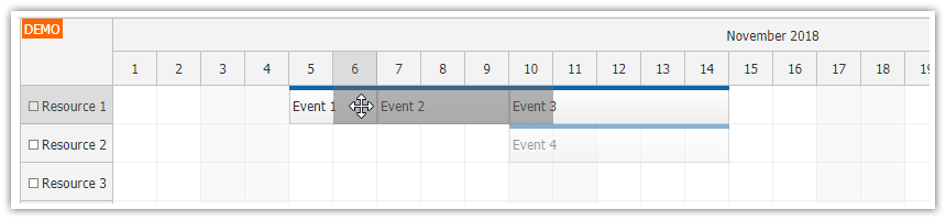 javascript scheduler push existing events forward before
