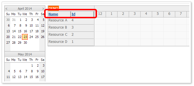 asp.net scheduler column sorting