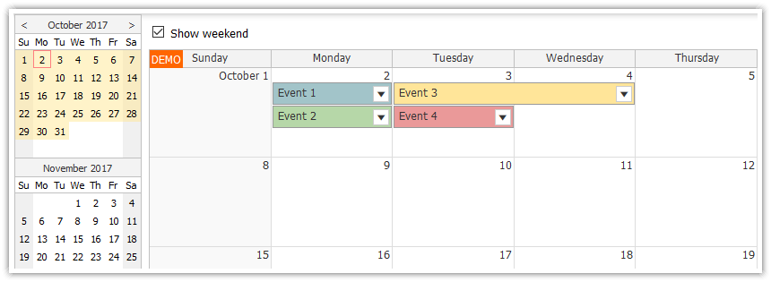 html5 javascript monthly event calendar spring boot java
