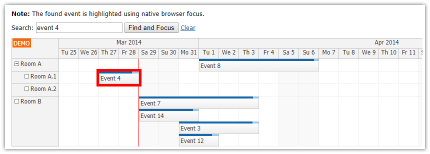 javascript scheduler event searching