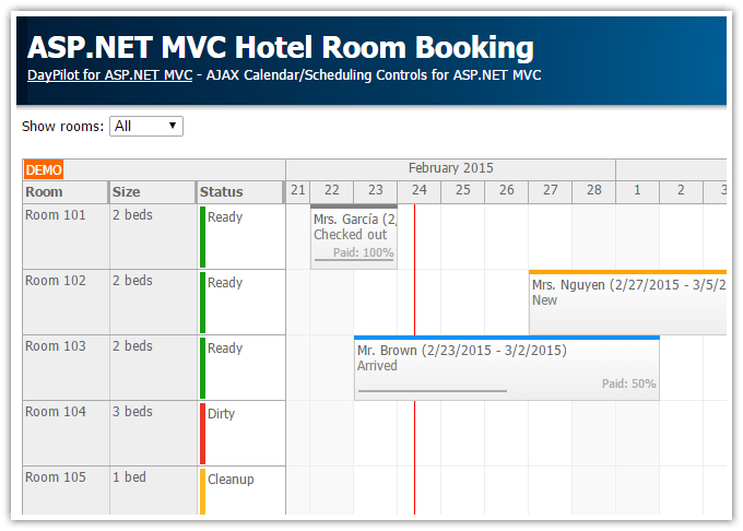 asp.net mvc hotel room booking
