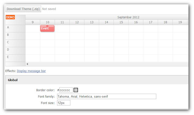 scheduler theme designer duration bar