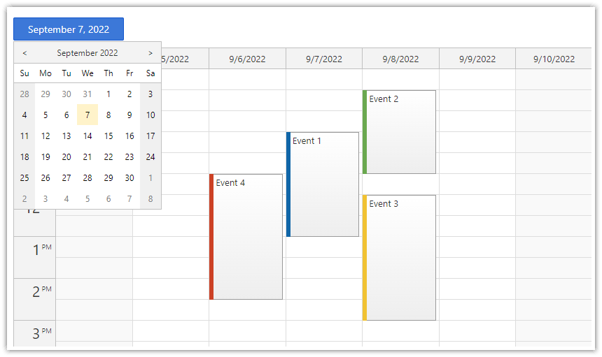 react calendar with date picker open source