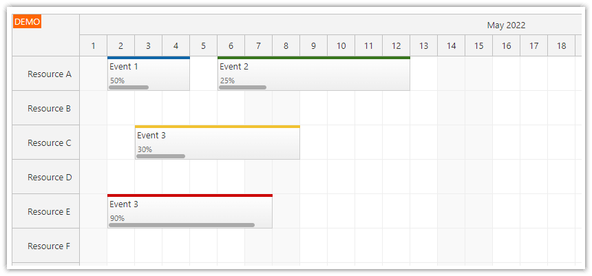 how to add custom progress bar to react scheduler events