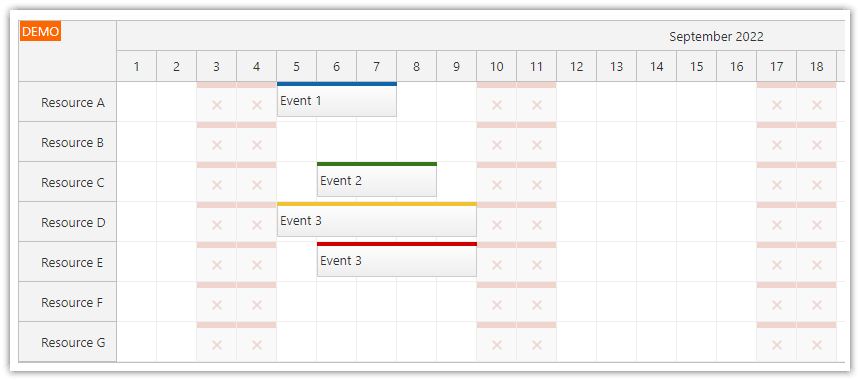 react jsx components in scheduler grid cells