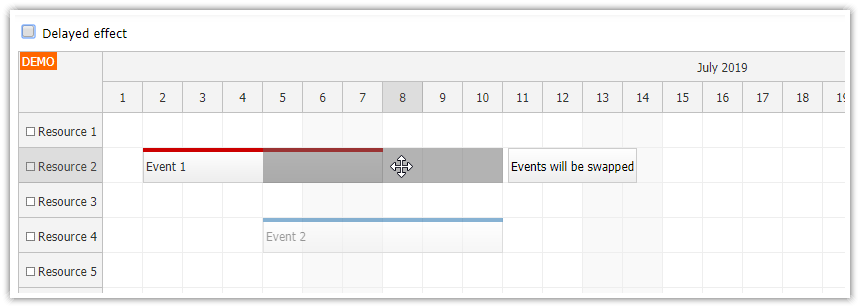 javascript scheduler event swapping drag and drop