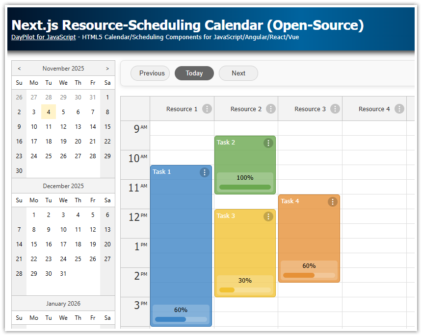 Next.js Resource Scheduling Calendar (Open Source) Next.js Resource Scheduling Calendar (Open Source)