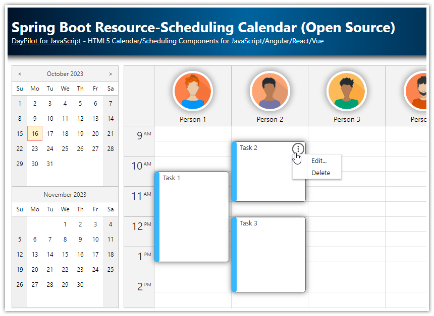 Spring Boot Resource Scheduling Calendar (Open Source) Spring Boot Resource Scheduling Calendar (Open Source)