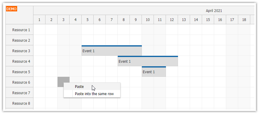 javascript scheduler copy multiple events