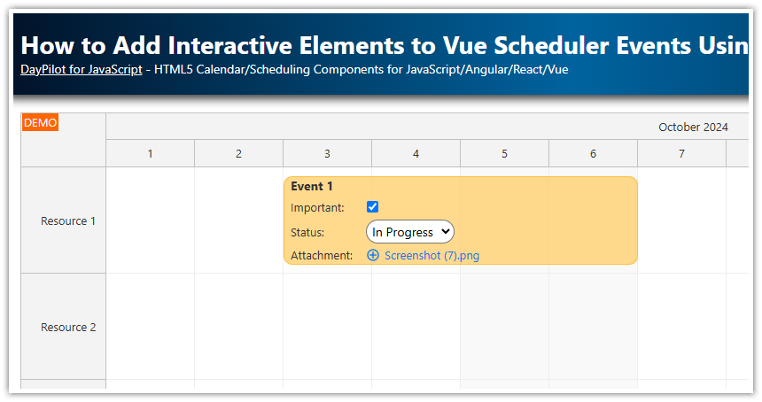 vue scheduler templates