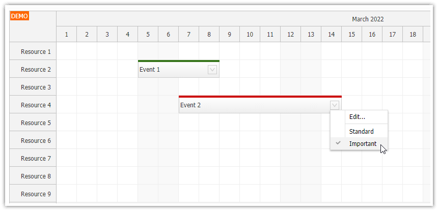 javascript scheduler event types