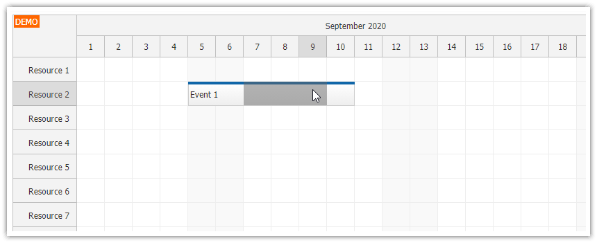 javascript scheduler selection over events