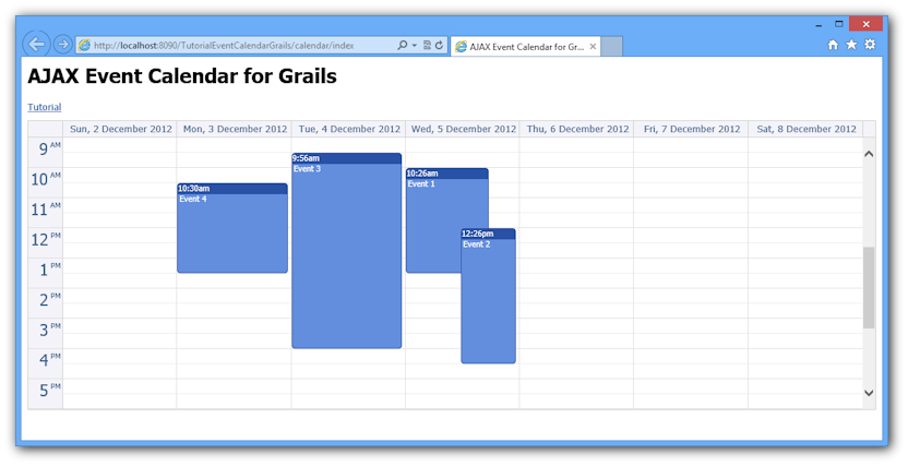 ajax event calendar grails open source