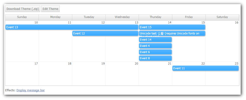css theme designer monthly calendar sample
