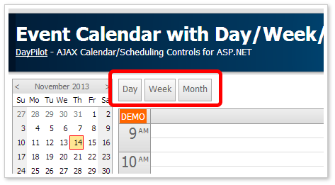 event calendar asp.net toolbar
