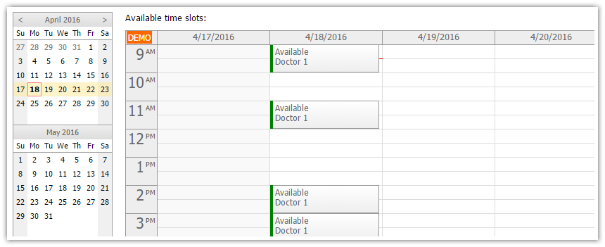 html5 doctor appointment scheduling javascript php patient