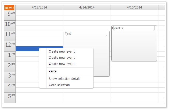 html5 event calendar touch cell context menu